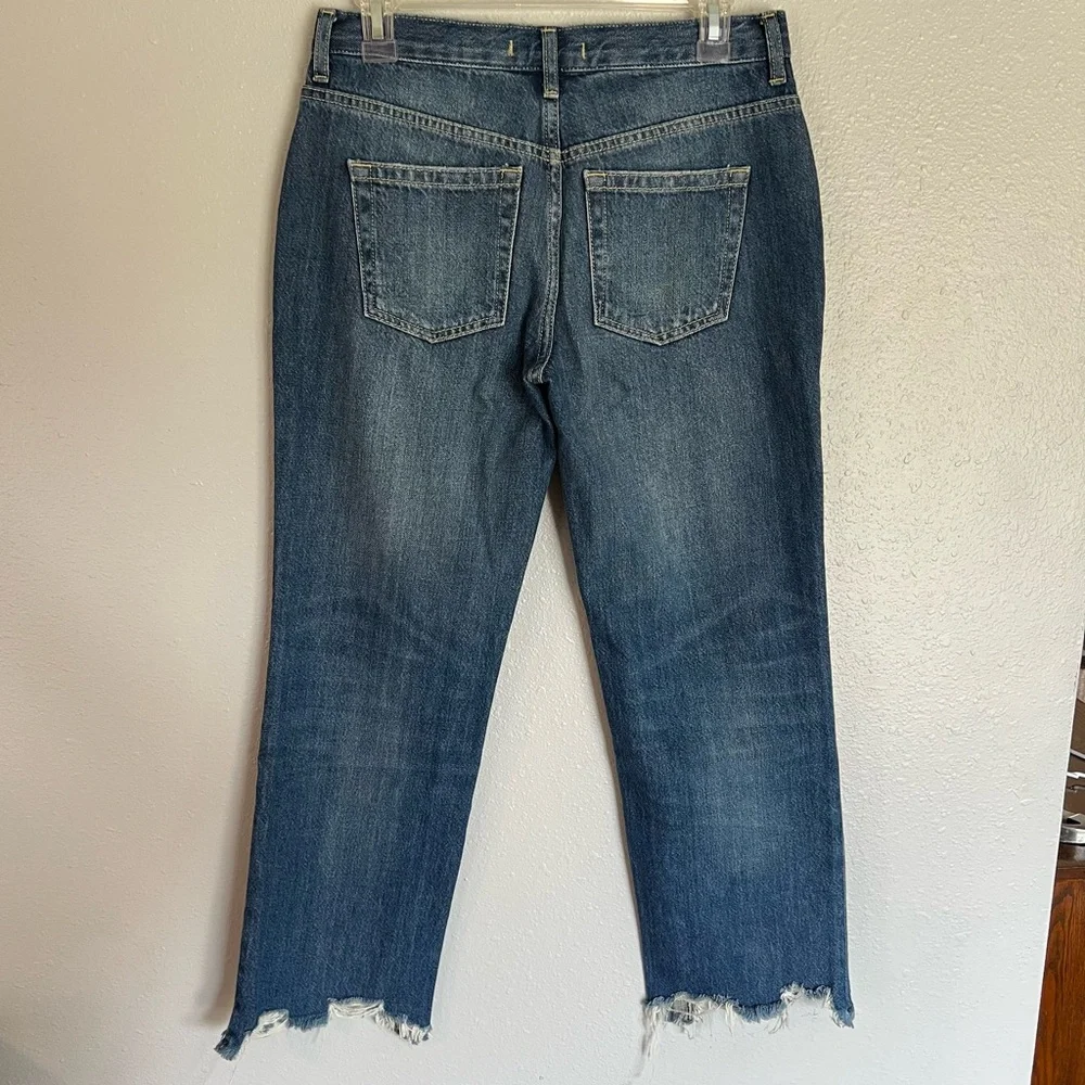 We The Free People Distressed Raw Hem Crop Mom Jeans Women's 26 Button Fly - Picture 5 of 9
